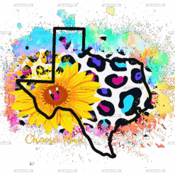 Cowhide Sunflower Texas Map 2 DTF Transfer
