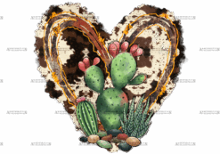 Cowhide And Cactus Heart DTF Transfer
