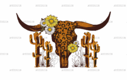 Dry Cactus And Bull Skull DTF Transfer