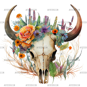 Floral Skull DTF Transfer