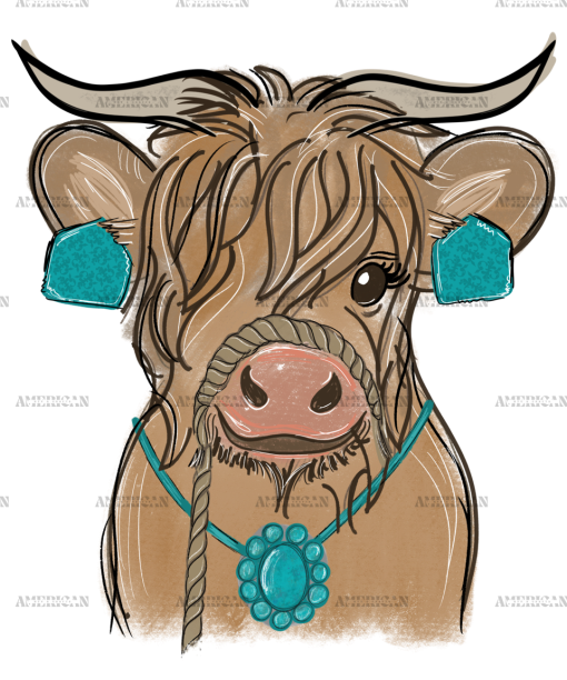 Girly Longhorn Cow DTF Transfer