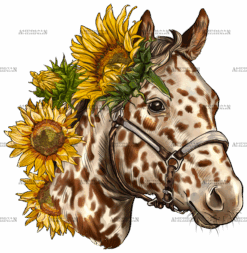 Horse With Sunflowers-1 DTF Transfer