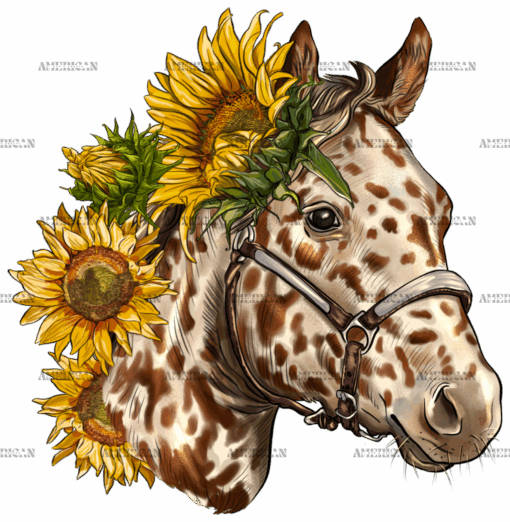 Horse With Sunflowers-1 DTF Transfer