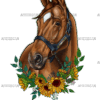 Horse With Sunflowers-2 DTF Transfer