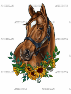 Horse With Sunflowers-2 DTF Transfer