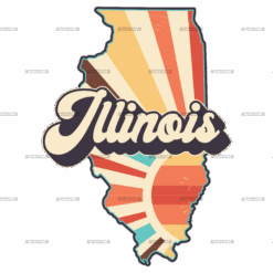 Retro Illinois Map DTF Transfer