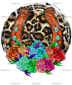Rose And Horseshoe Leopard DTF Transfer