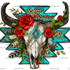 Roses With Aztec Bull Skull DTF Transfer
