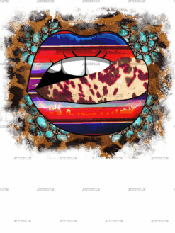 Serape Lips With CowHide DTF Transfer