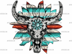 Sunflower And Boho Skull DTF Transfer
