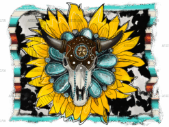 Sunflower Bull Skull DTF Transfer