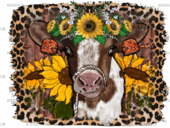 Sunflower Cow Leopard DTF Transfer