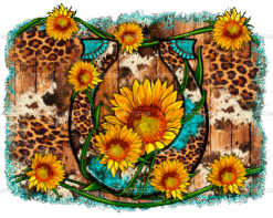 Sunflower Gemstone Leopard Cowhide DTF Transfer