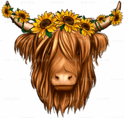 Sunflowers Cow DTF Transfer