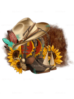Western Boots And Hat Cowboy DTF Transfer