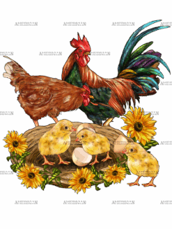 Western Chicken Family DTF Transfer
