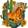 Western Horse Cactus Horseshoe DTF Transfer