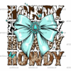 Western Howdy Bow Turquise DTF Transfer
