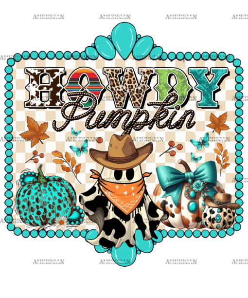 Western Howdy Pumpkin DTF Transfer