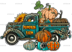 Western Pumpkin Farm Truck DTF Transfer