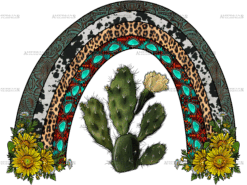 Western Rainbow Cactus DTF Transfer