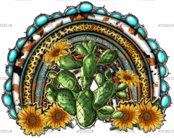 Western Rainbow With Cactus DTF Transfer