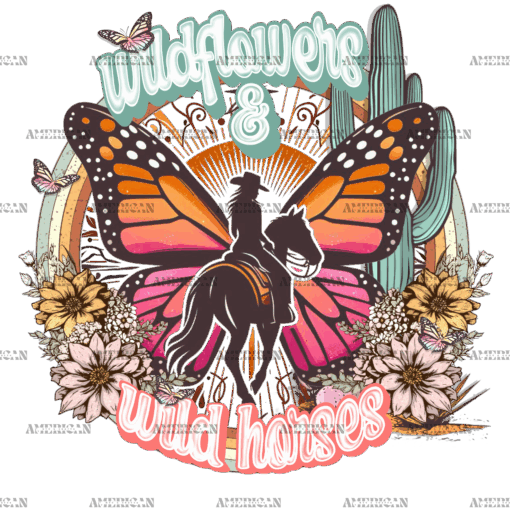 Wild Flowers And Wild Horses DTF Transfer