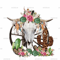 Cow Skull And Cactus DTF Transfer