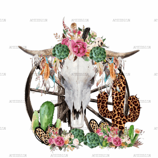 Cow Skull And Cactus DTF Transfer
