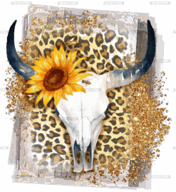 Cow Skull And Sunflower DTF Transfer
