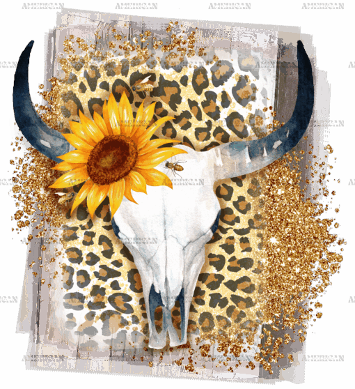 Cow Skull And Sunflower DTF Transfer