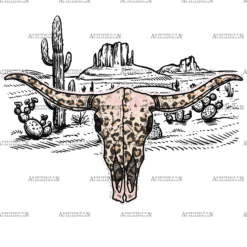Cow Skull Leopard DTF Transfer