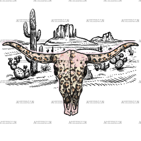 Cow Skull Leopard DTF Transfer