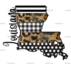 Louisiana Map Leopard DTF Transfer