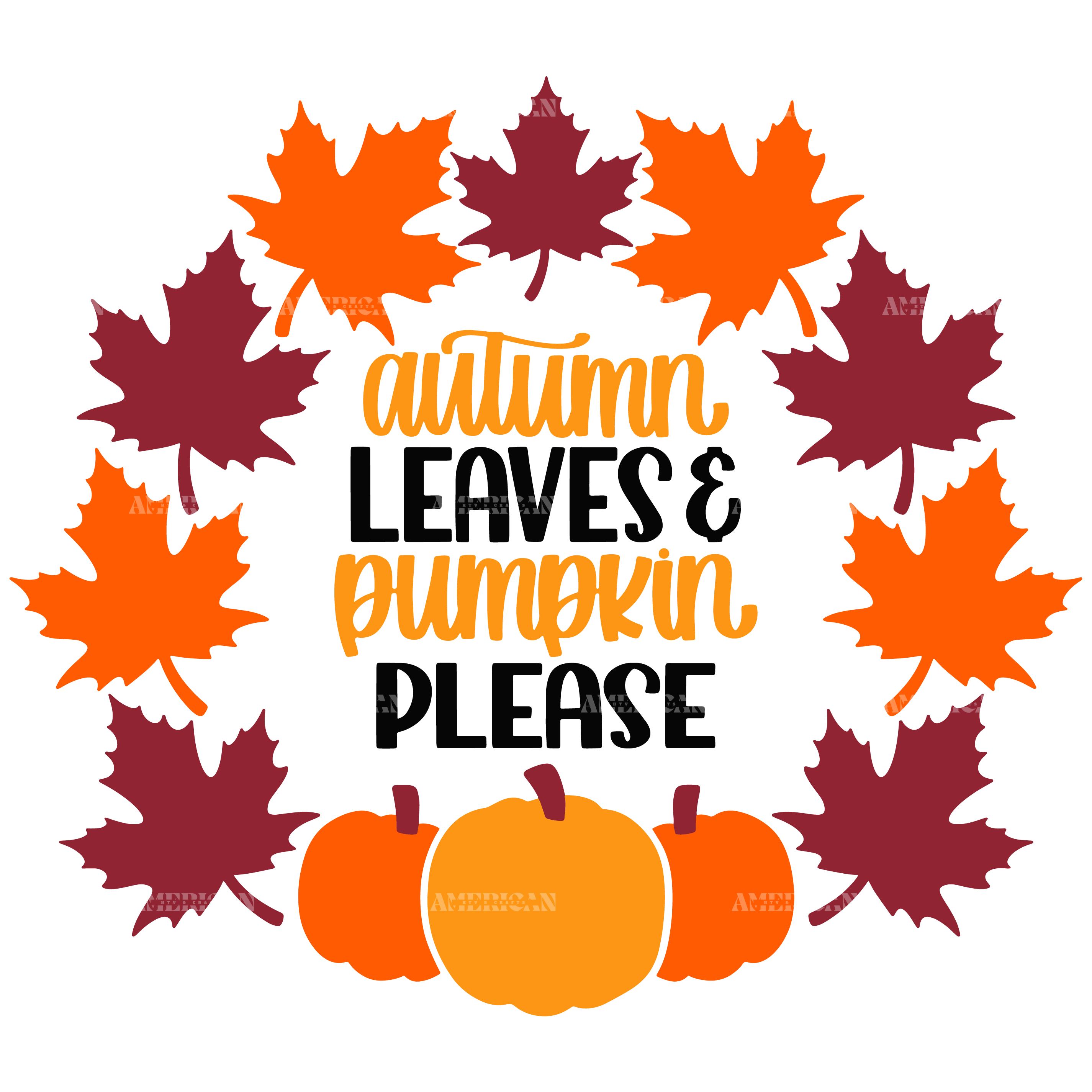 Autumn Leaves Pumpkin Please DTF Transfer
