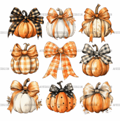 Autumn Pumpkins Bows-1 DTF Transfer