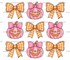 Autumn Pumpkins Bows-13 DTF Transfer