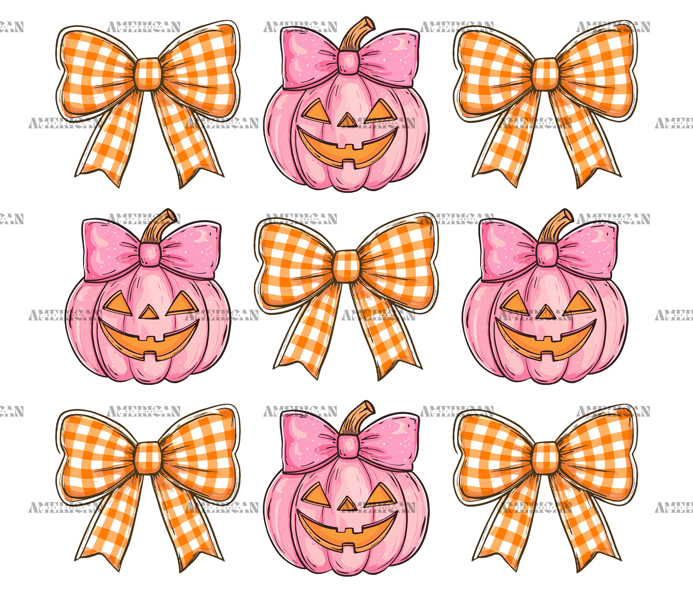 Autumn Pumpkins Bows-13 DTF Transfer