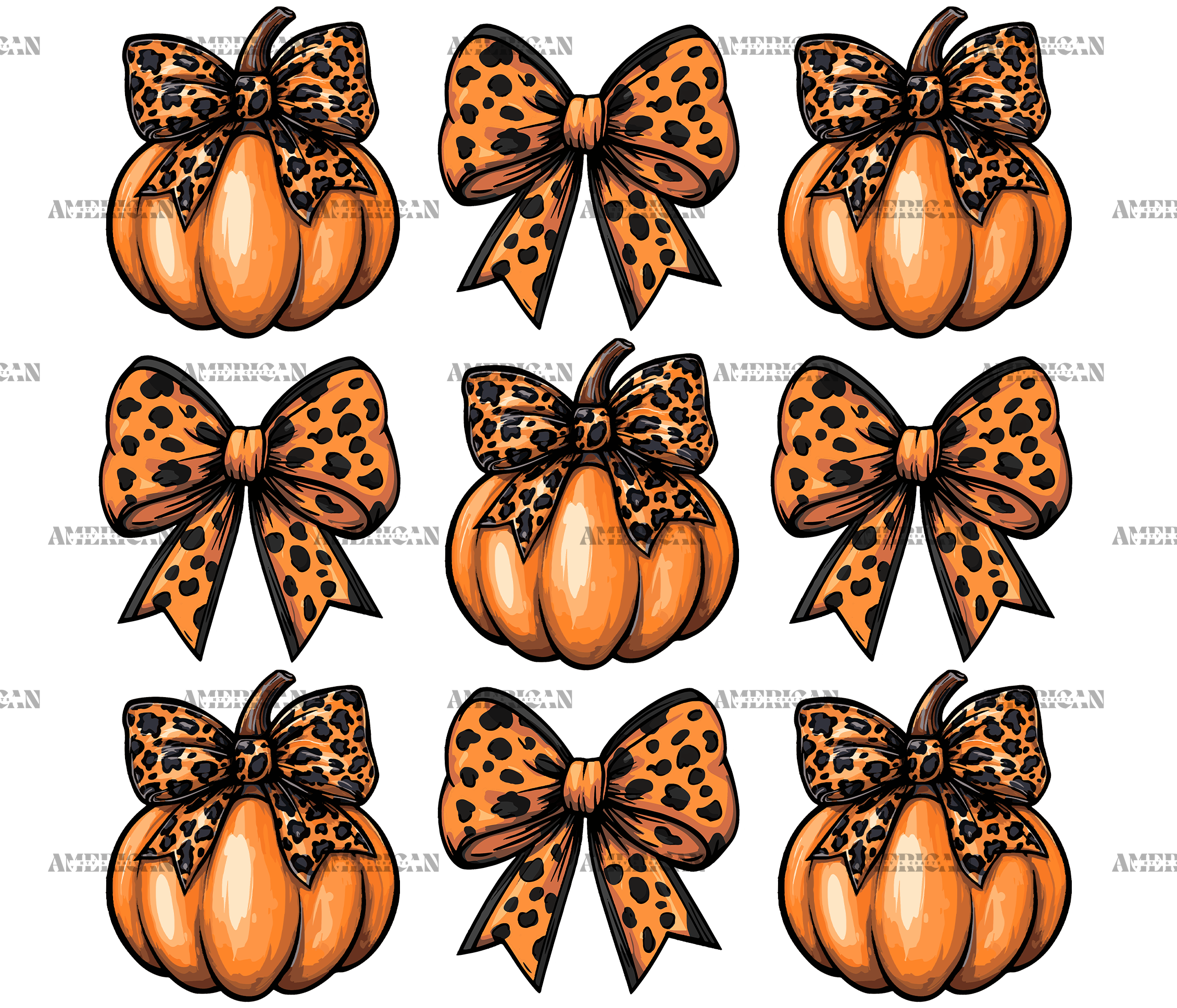 Autumn Pumpkins Bows-2 DTF Transfer