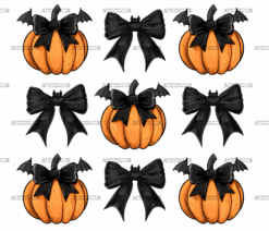 Autumn Pumpkins Bows-8 DTF Transfer