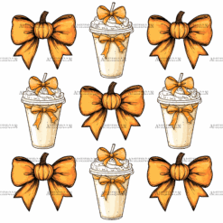 Autumn Pumpkins Bows-9 DTF Transfer