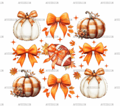 Autumn Pumpkins Football Bows-2 DTF Transfer