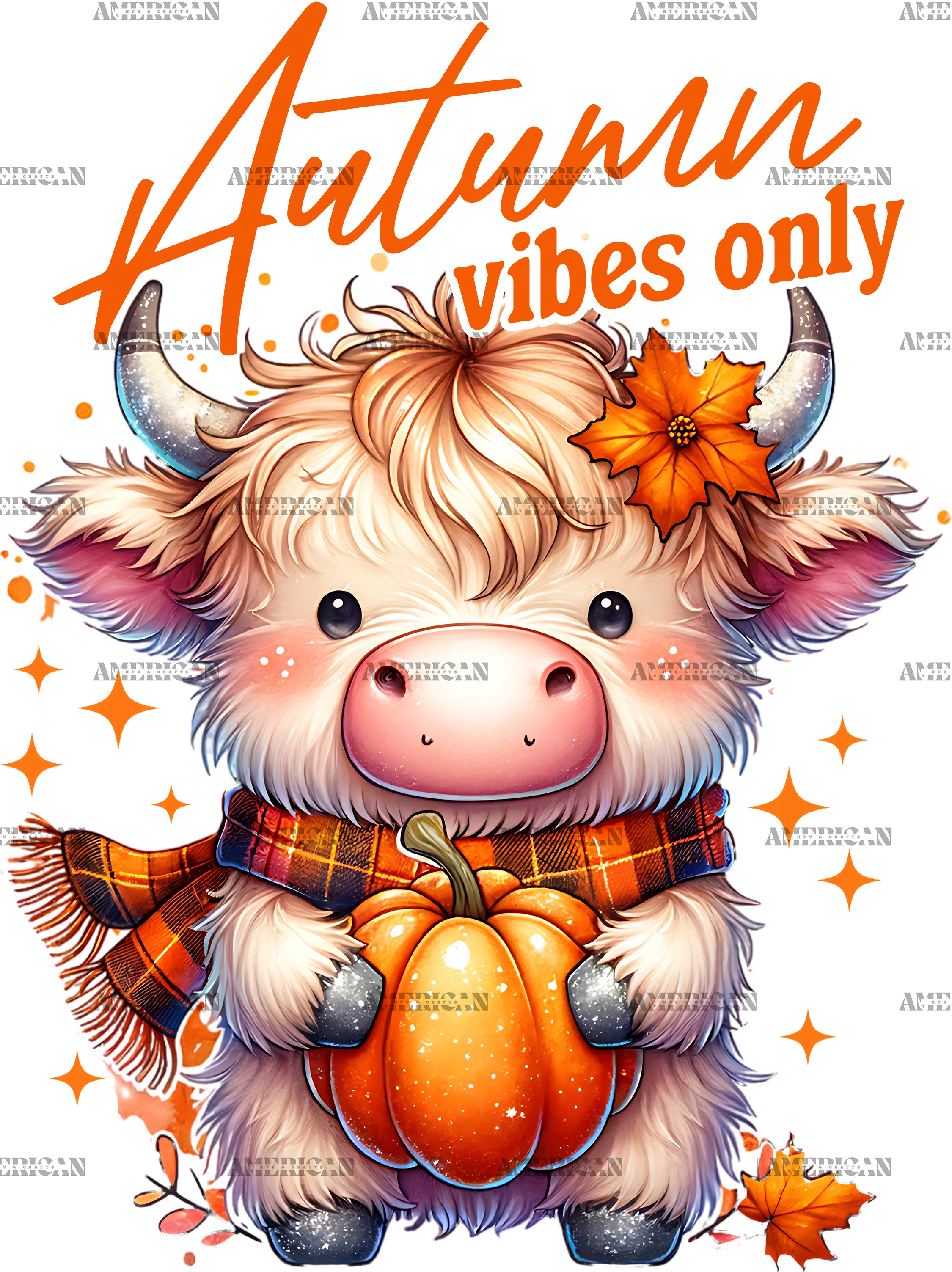 Autumn Vibes Only Cow DTF Transfer