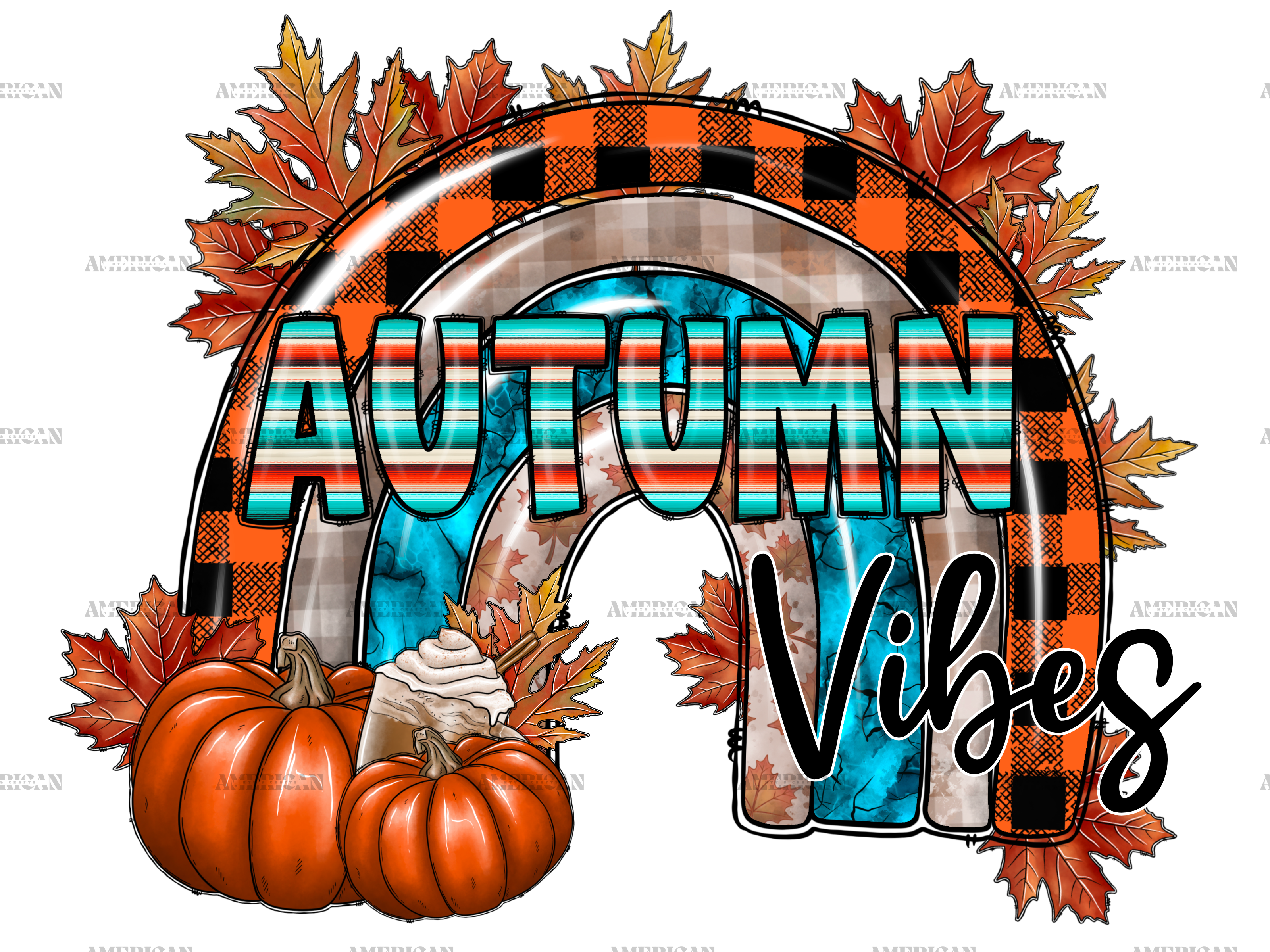 Autumn Vibes Rainbow DTF Transfer