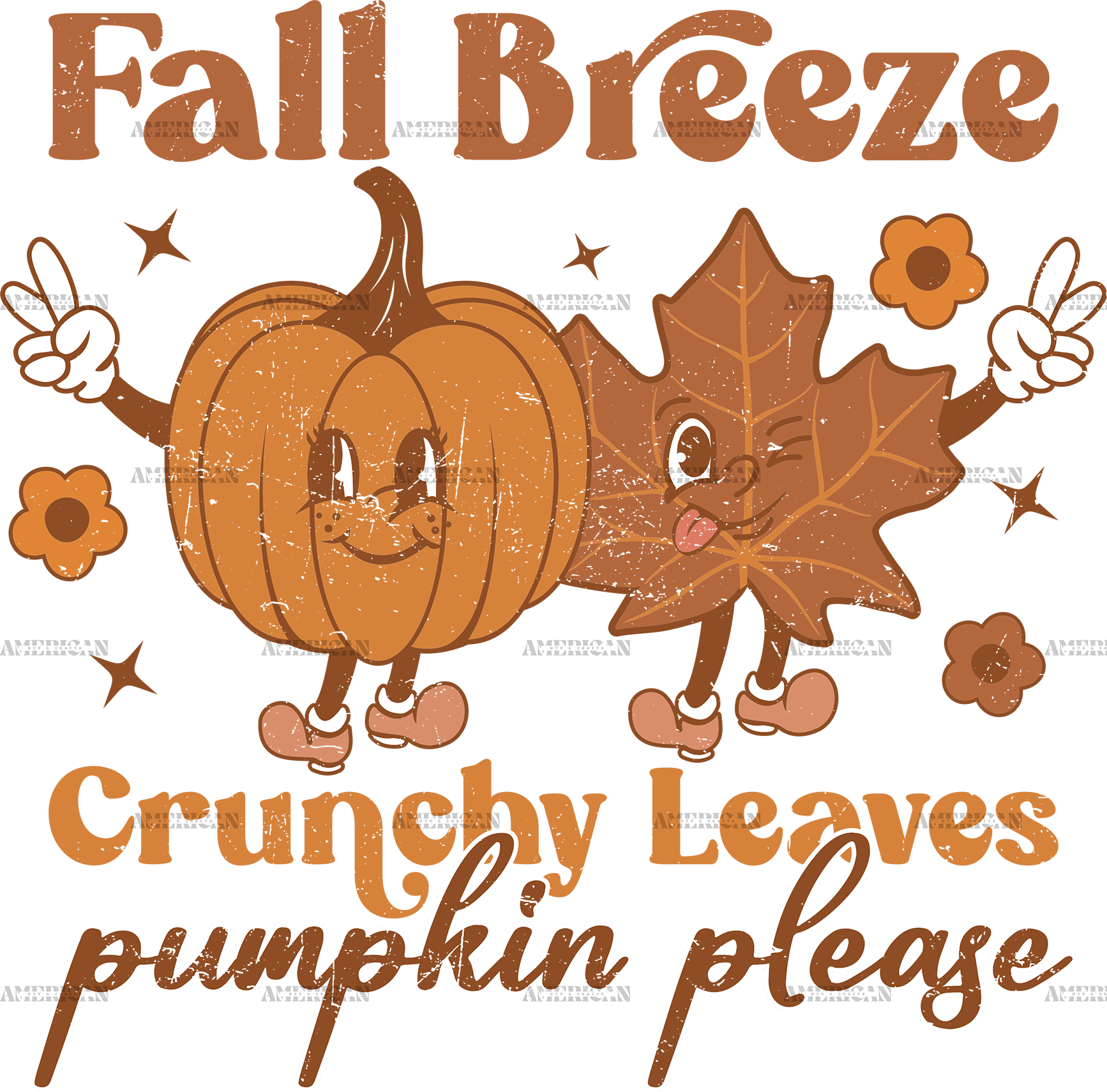 Fall Breeze Crunchy Leaves Pumpkin Please DTF Transfer