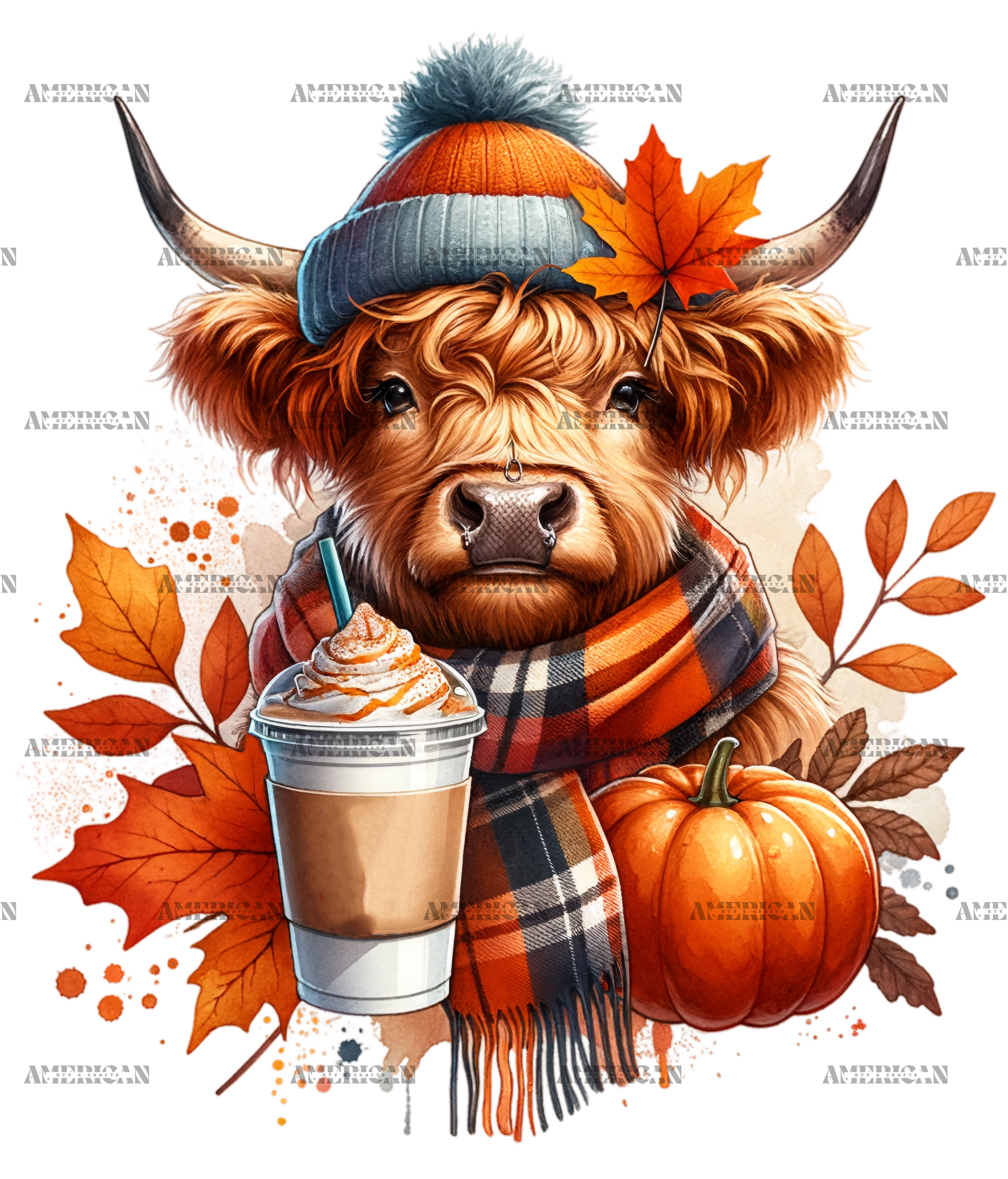 Fall Highland Cow-1 DTF Transfer