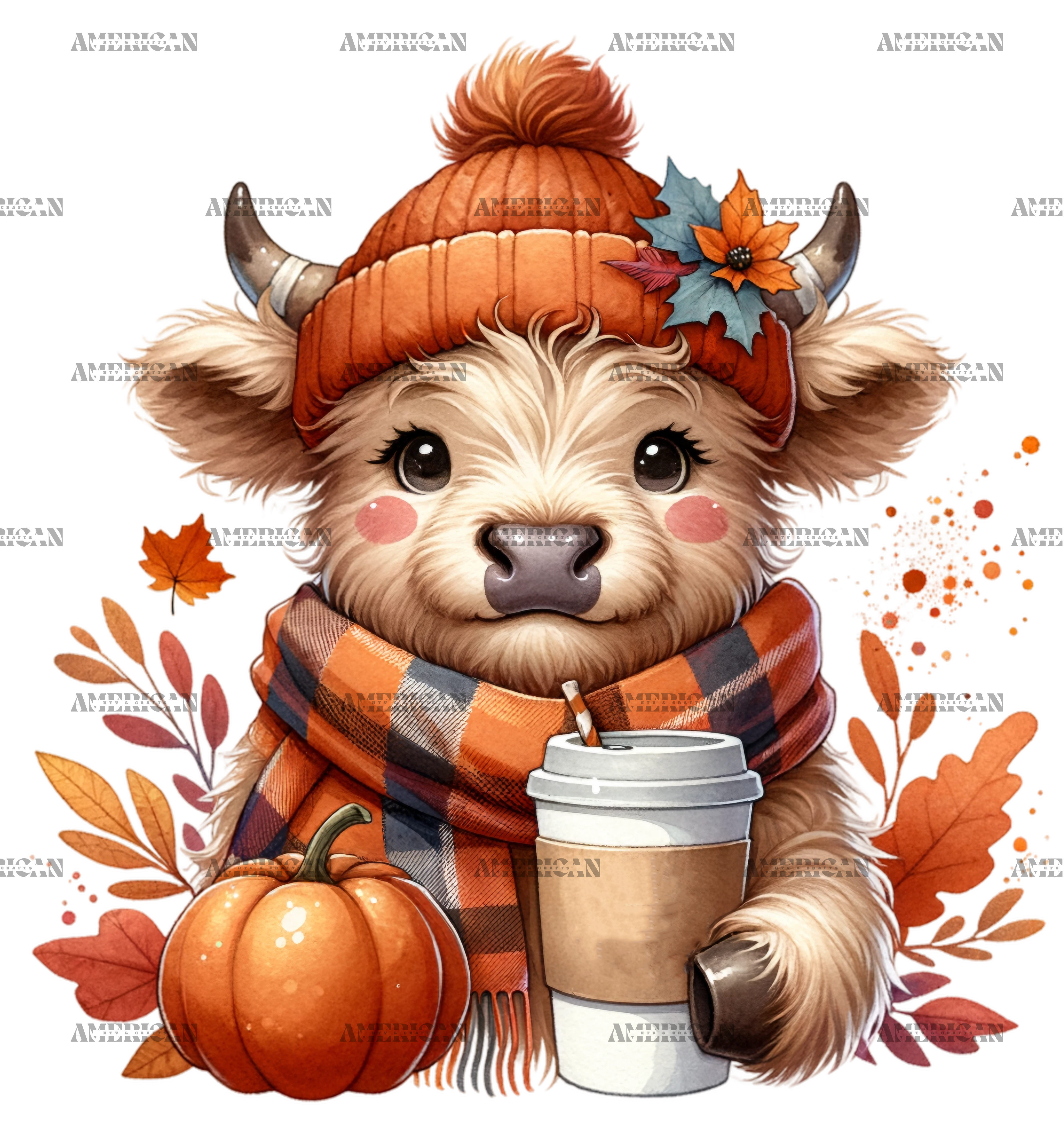 Fall Highland Cow-3 DTF Transfer