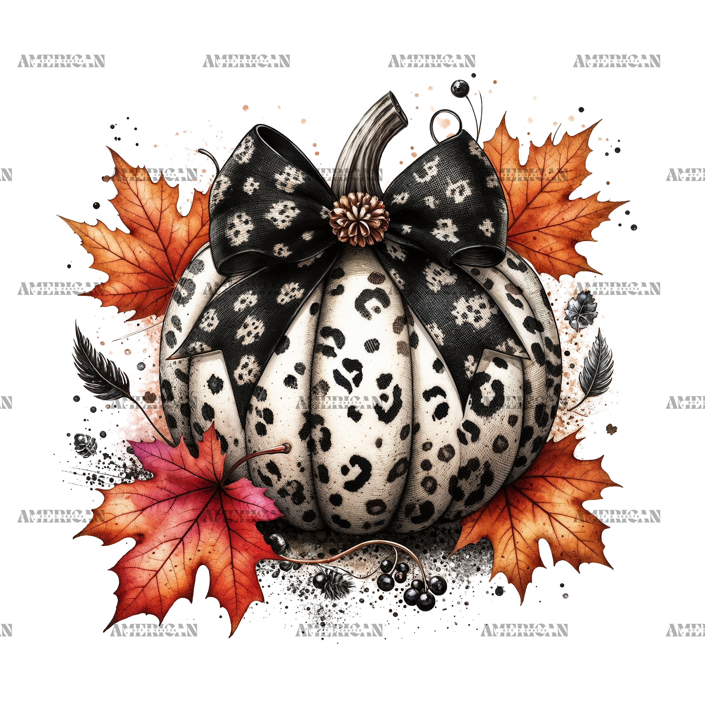 Fall Pumpkin Bow-1 DTF Transfer
