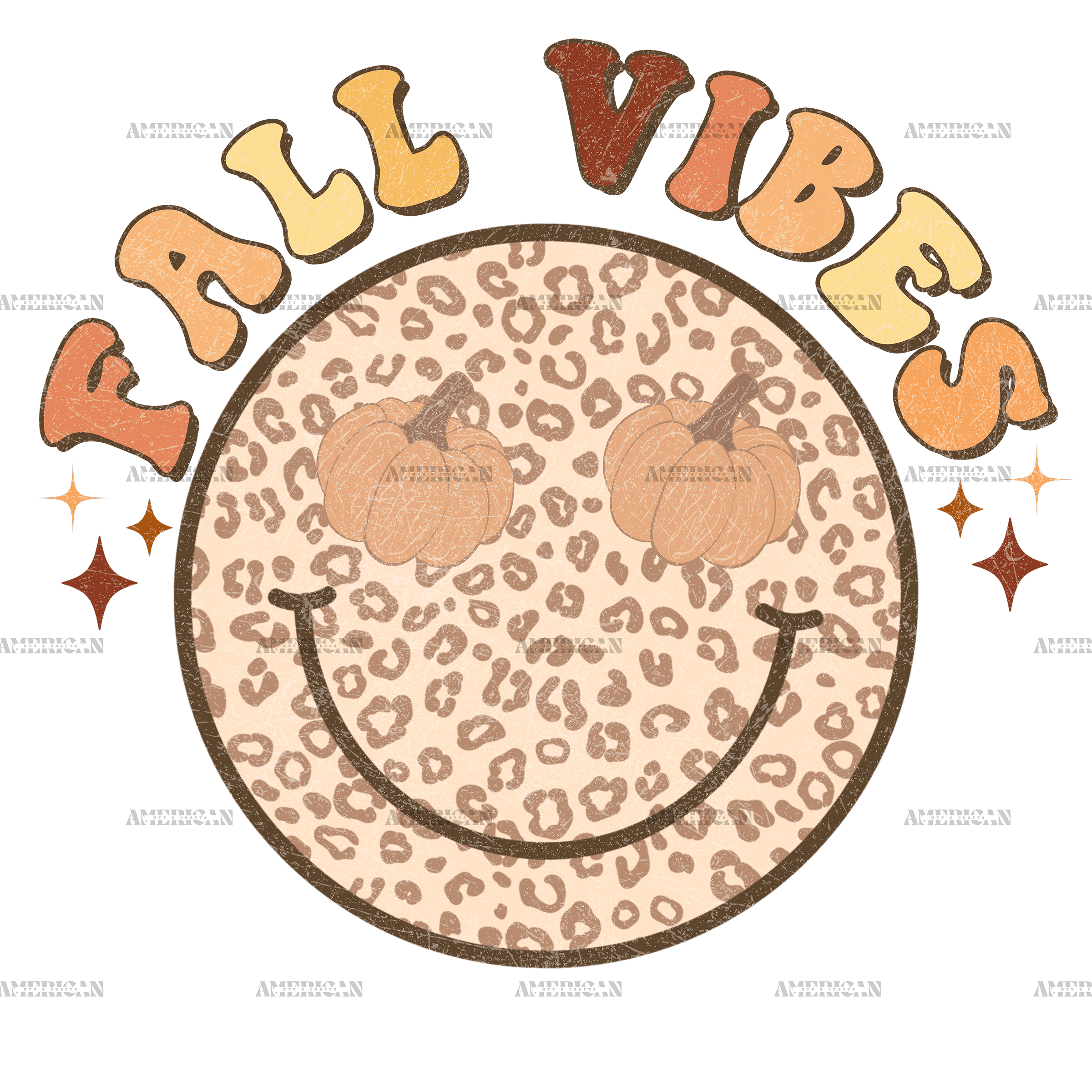Fall Vibes Smily Face Dotted DTF Transfer