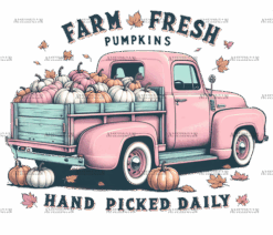 Farm Fresh Pumpkins Pink Truck DTF Transfer